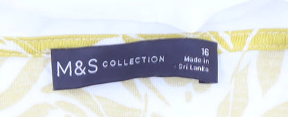 Marks and Spencer Women's Yellow V-Neck Bow Top Size 16