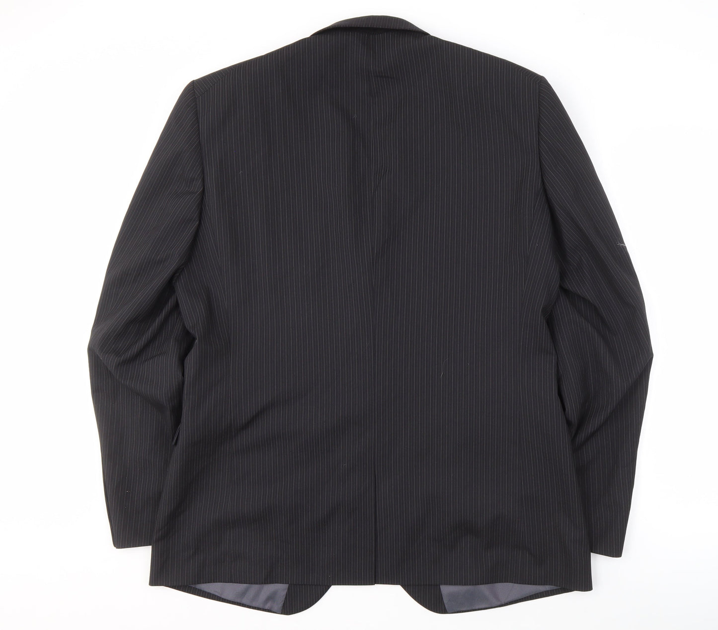 Next Men's Black Striped Long Blazer, Size 44L, Formal