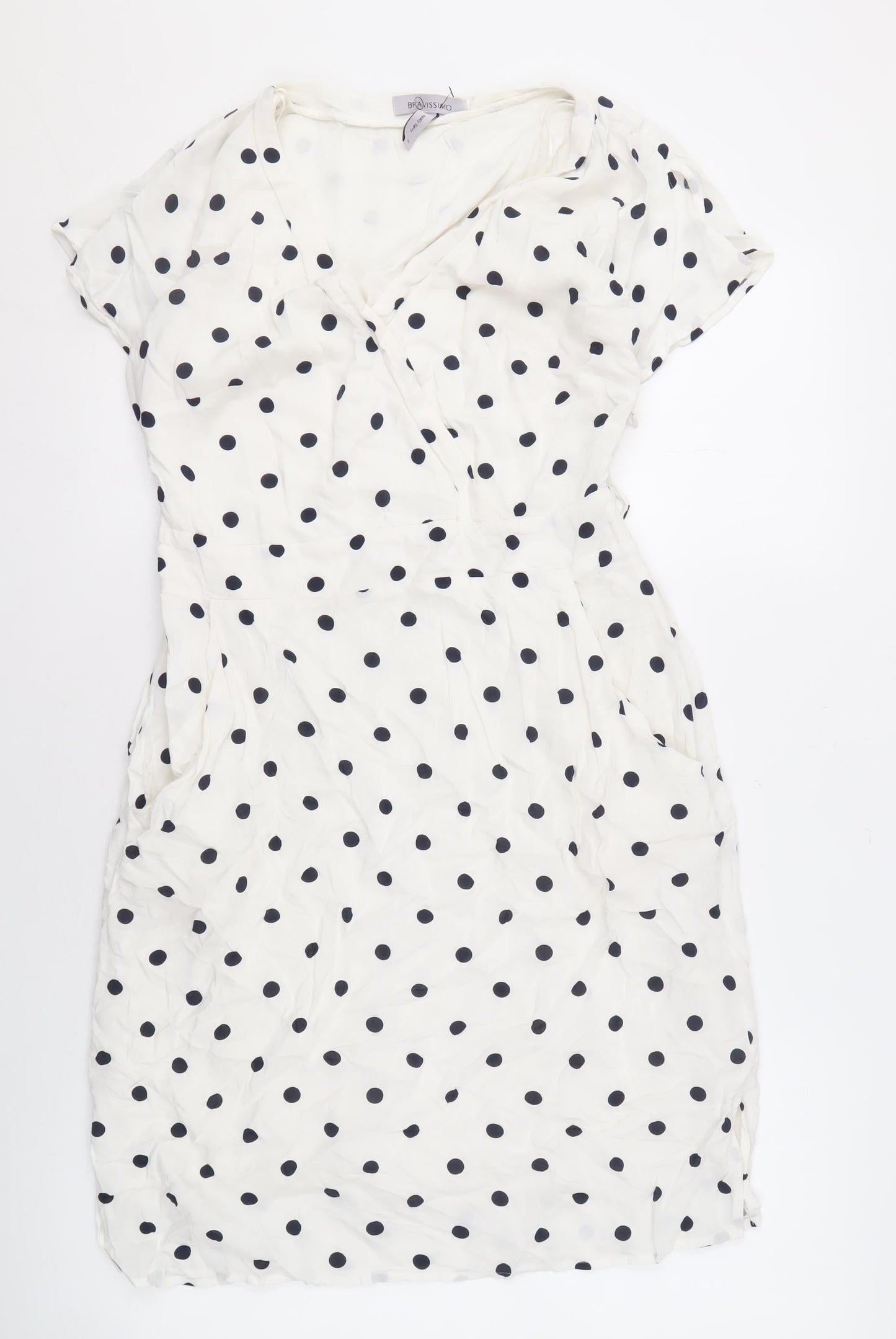 Bravissimo Women's White Polka Dot Dress - Size 10