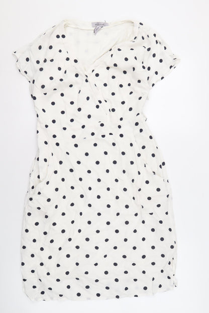 Bravissimo Women's White Polka Dot Dress - Size 10