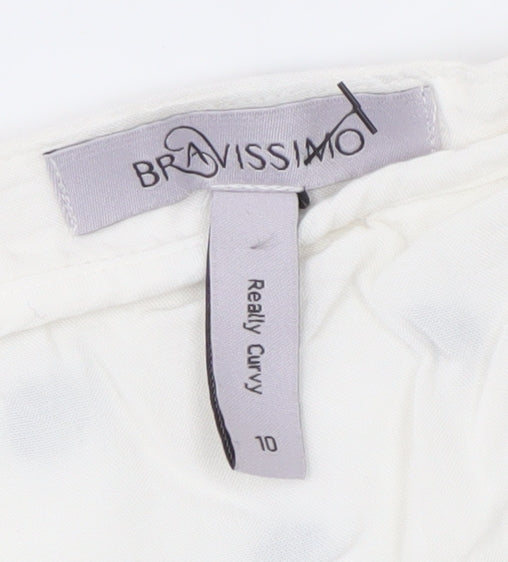 Bravissimo Women's White Polka Dot Dress - Size 10