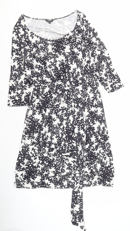 Hobbs Women's Black & White Floral Short Sleeve Dress