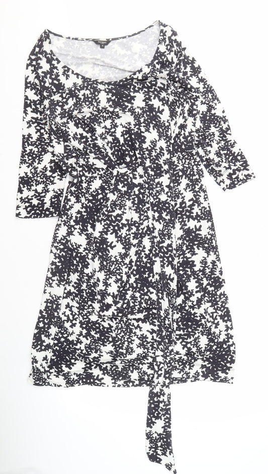 Hobbs Women's Black & White Floral Short Sleeve Dress
