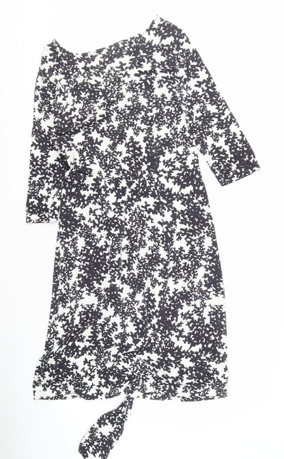 Hobbs Women's Black & White Floral Short Sleeve Dress