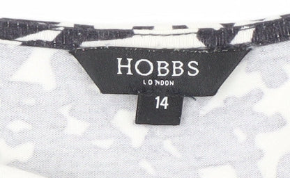 Hobbs Women's Black & White Floral Short Sleeve Dress
