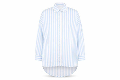 Khaadi Women's Blue Striped Button-Up Shirt M