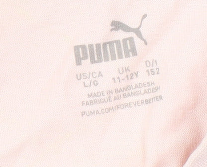 Puma Girls Pink T-Shirt 11-12 Years Logo Short Sleeve Casual
