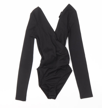 Womens UK Size 6 Topshop Black Wrap Blouse