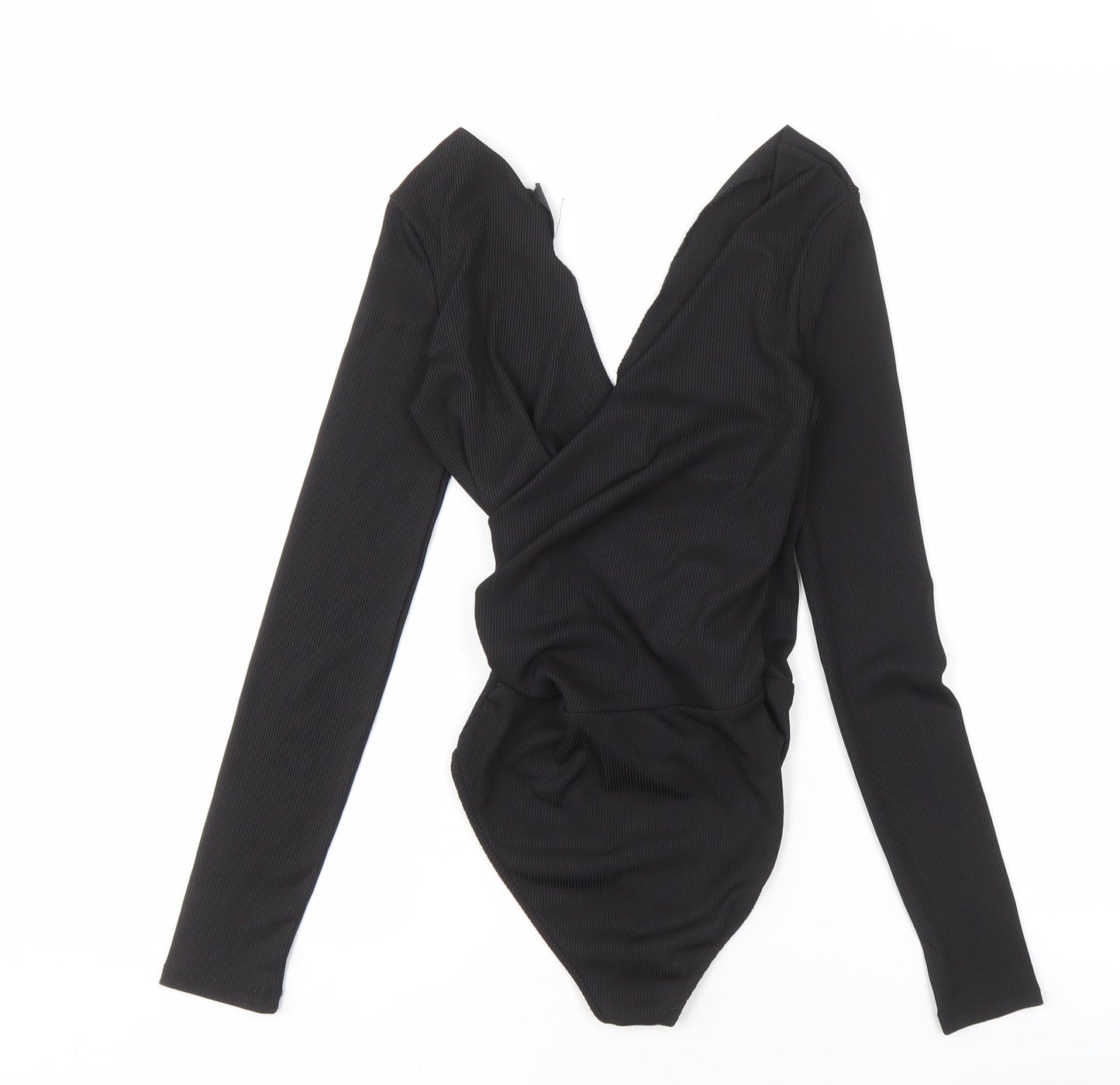 Womens UK Size 6 Topshop Black Wrap Blouse
