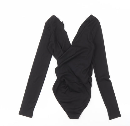 Womens UK Size 6 Topshop Black Wrap Blouse