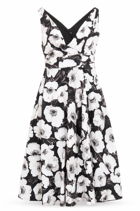 Front view of ASOS DESIGN Women's Black Floral Dress, size 12