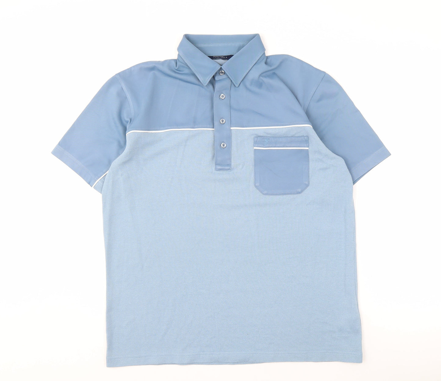 Tootal Men's Blue Polo Shirt, Short Sleeve, Colourblock, L