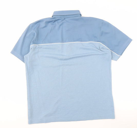 Tootal Men's Blue Polo Shirt, Short Sleeve, Colourblock, L