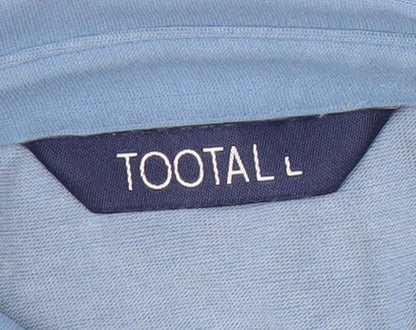 Tootal Men's Blue Polo Shirt, Short Sleeve, Colourblock, L