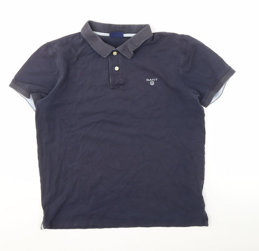 GANT Men's Blue Polo Shirt - Size L, Logo Accent