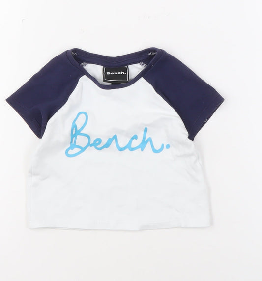 Additional front view of Bench unisex baby t-shirt blue white 12-18 months cotton