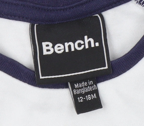 Bench Unisex Baby T-Shirt Blue White 12-18 Months Cotton