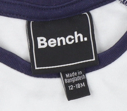 Bench Unisex Baby T-Shirt Blue White 12-18 Months Cotton