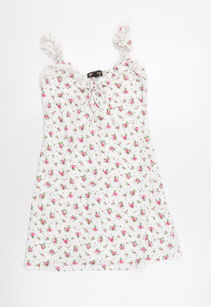 Pink Vanilla Women's White Floral Dress Size 10