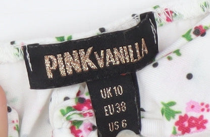 Pink Vanilla Women's White Floral Dress Size 10