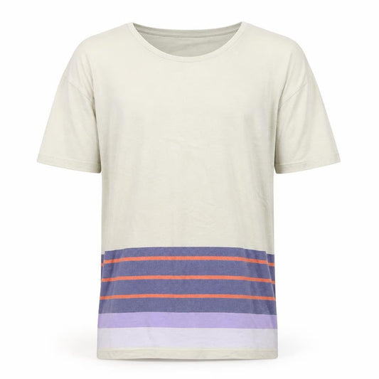 Front view of ASOS Men's Beige Striped T-Shirt, size M