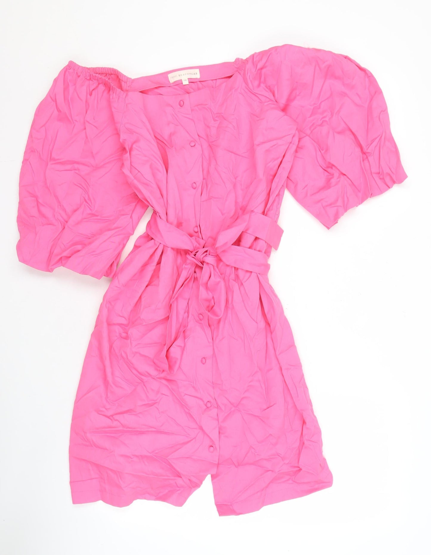 Next Women Pink Cotton Short Sleeve Dress Size 14