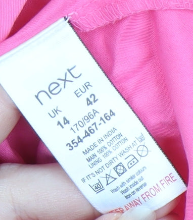 Next Women Pink Cotton Short Sleeve Dress Size 14