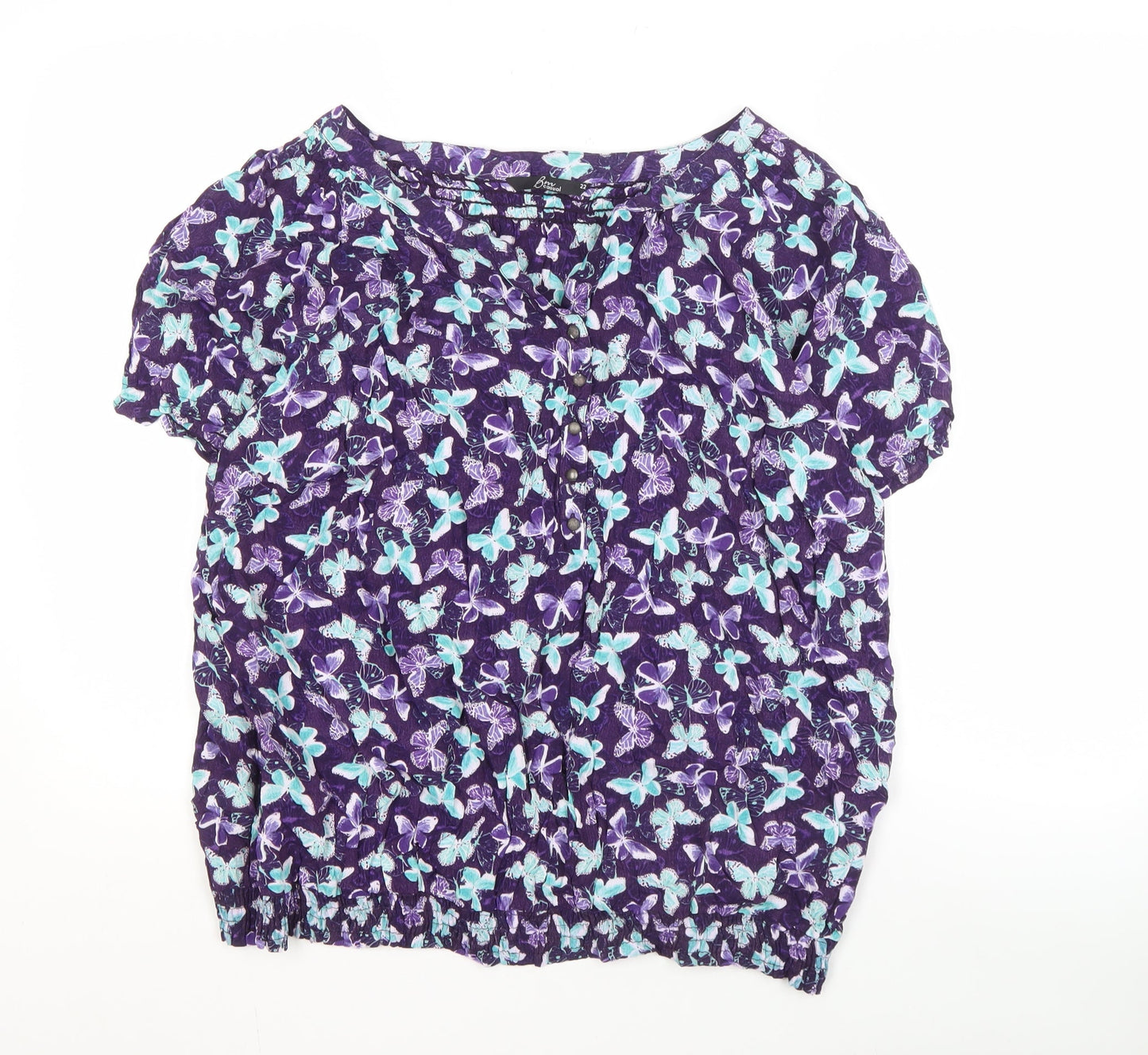 Womens UK Size 22 BM Casual Purple Basic Blouse