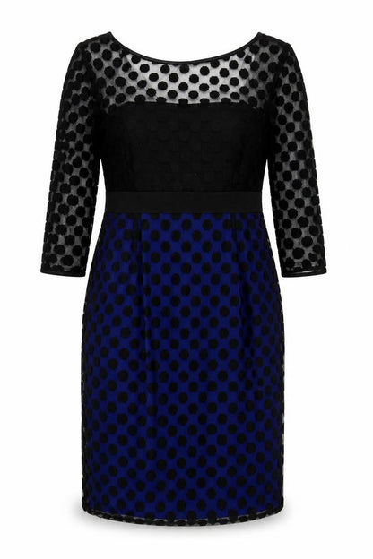 Untold Women's Black Blue Polka Dot Long Sleeve Dress