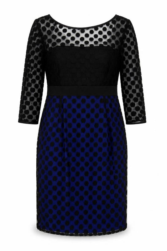 Untold Women's Black Blue Polka Dot Long Sleeve Dress