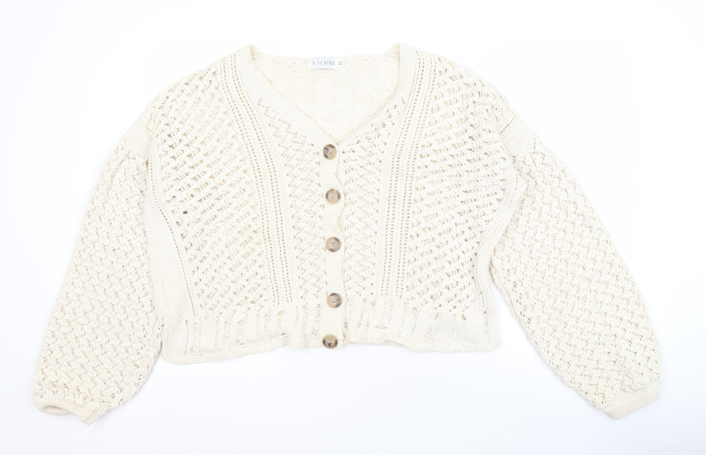 Womens UK Size L In the Style Ivory Cardigan Jumper