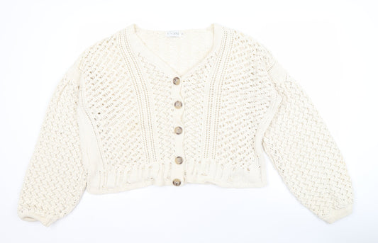 Womens UK Size L In the Style Ivory Cardigan Jumper