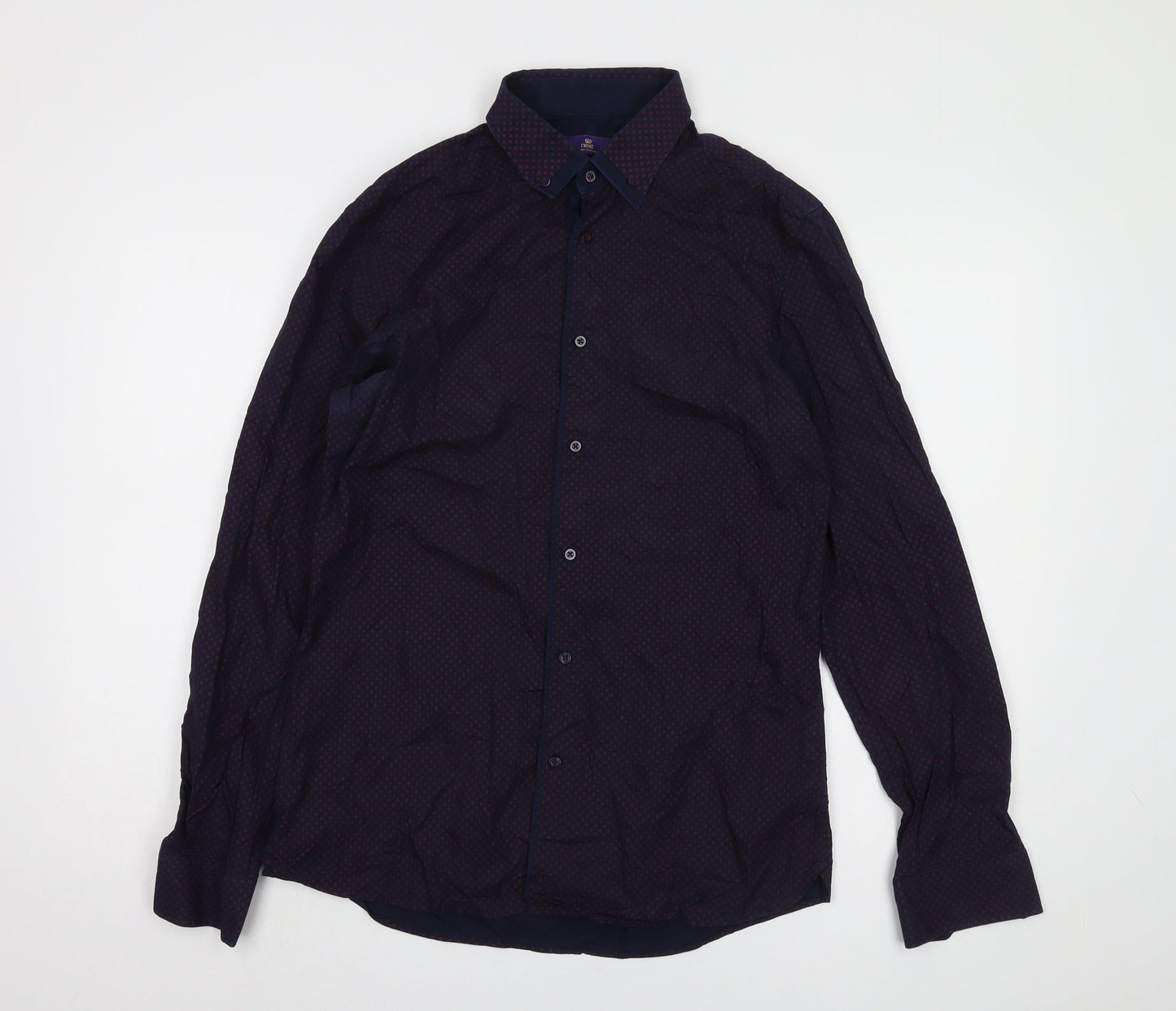 Next Men's Slim Fit Blue Geometric Shirt Size 15.5