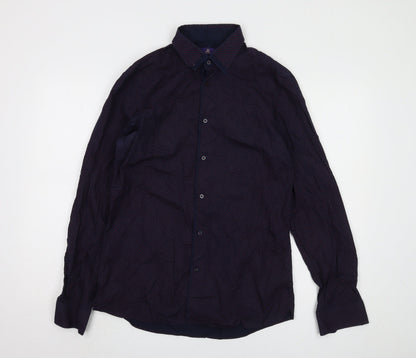 Next Men's Slim Fit Blue Geometric Shirt Size 15.5