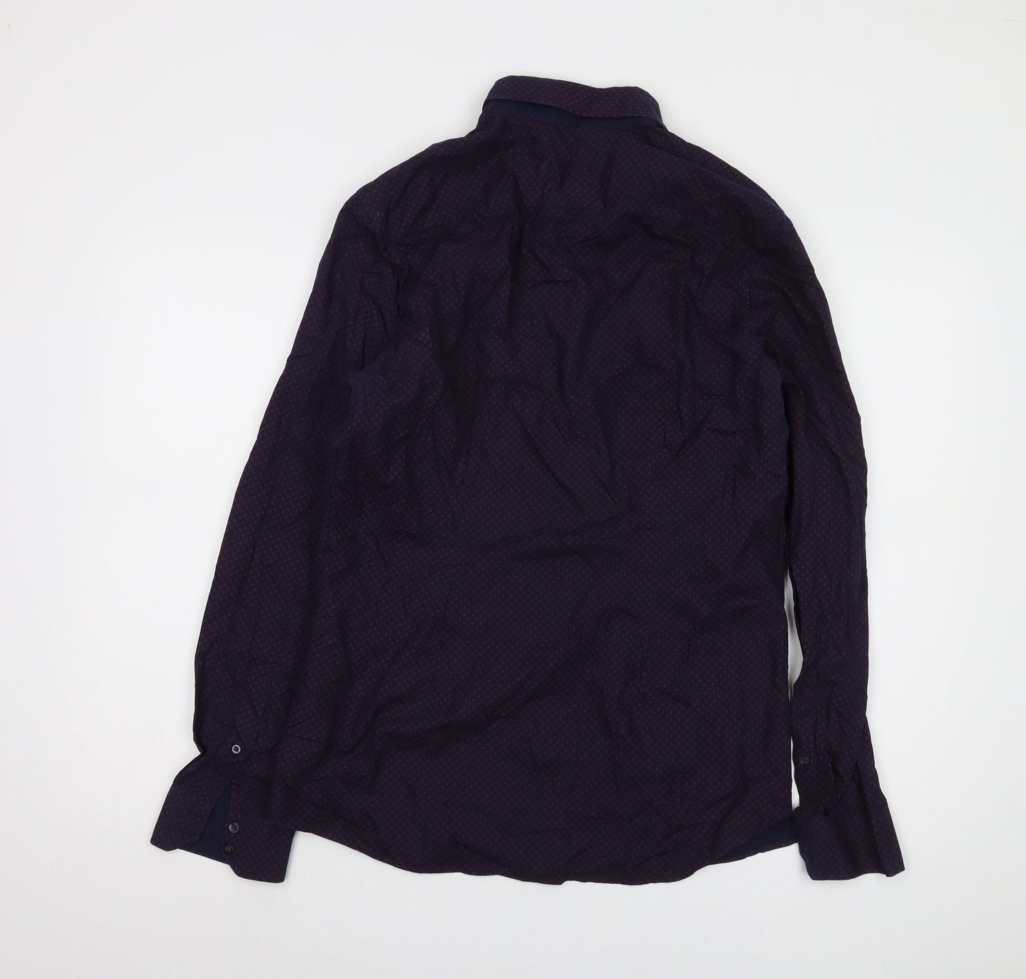Next Men's Slim Fit Blue Geometric Shirt Size 15.5