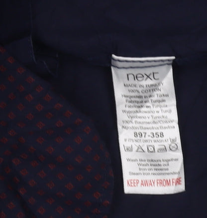 Next Men's Slim Fit Blue Geometric Shirt Size 15.5