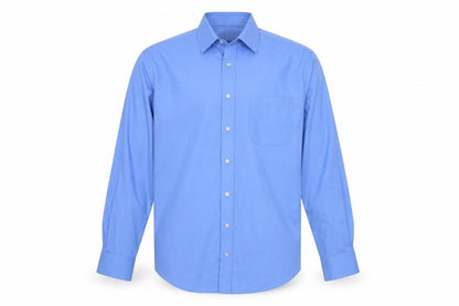 Marks and Spencer Men's Blue Button-Up Long Sleeve Shirt