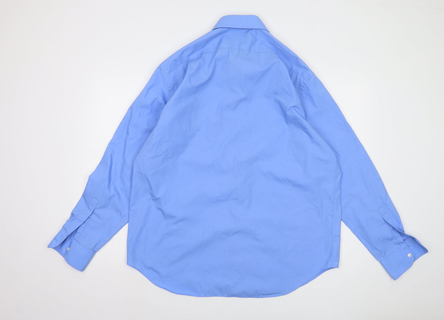 Marks and Spencer Men's Blue Button-Up Long Sleeve Shirt