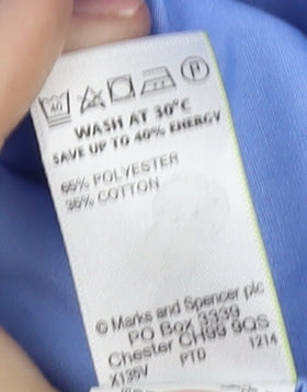 Marks and Spencer Men's Blue Button-Up Long Sleeve Shirt