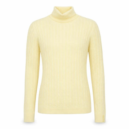 Viyella Active Women's Yellow Cable-Knit Roll Neck Jumper S