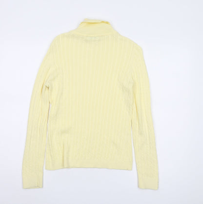 Viyella Active Women's Yellow Cable-Knit Roll Neck Jumper S