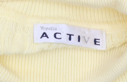 Viyella Active Women's Yellow Cable-Knit Roll Neck Jumper S