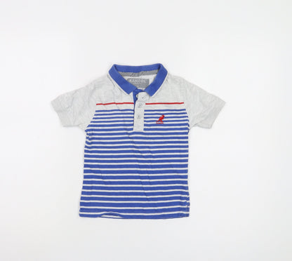Kangol Boys Blue Striped Polo Shirt - 4-5 Years