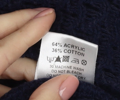 Eastex Women's Blue Open Front Cardigan, S, Casual Knit Style