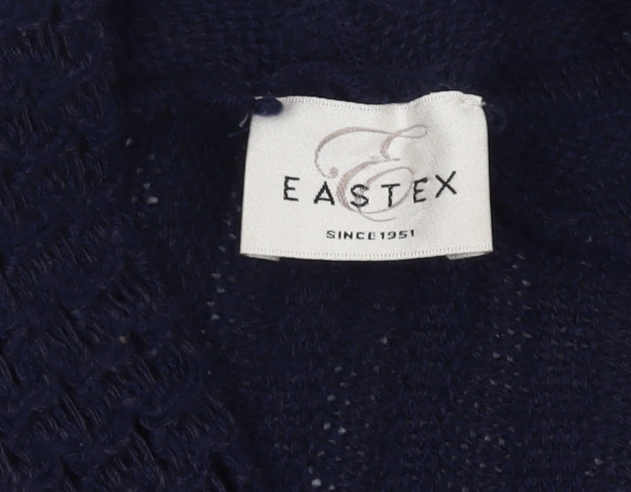 Eastex Women's Blue Open Front Cardigan, S, Casual Knit Style