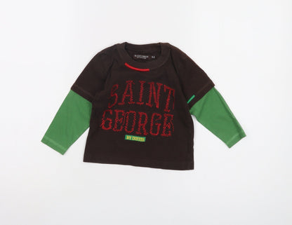 St George by Duffer Unisex Baby T-Shirt Brown/Green 12-18 Months
