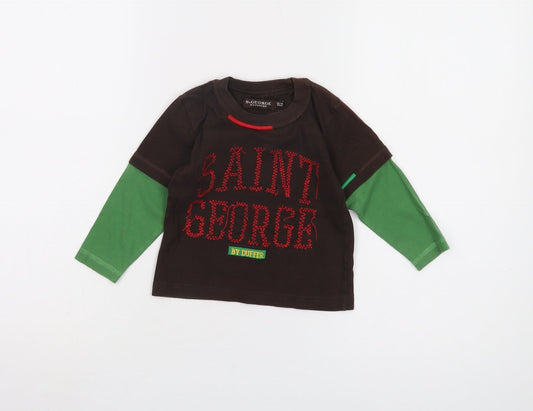 Additional front view of St George by Duffer unisex baby t-shirt brown/green 12-18 months
