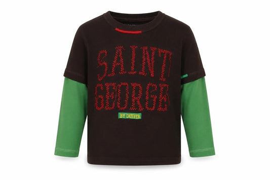 Front view of St George by Duffer unisex baby t-shirt brown/green 12-18 months