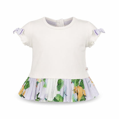 Front view of Ted Baker girls’ ivory floral blouse 36m party style