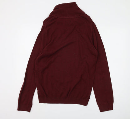 Jules Men's Red Henley Jumper M - Cotton Knit